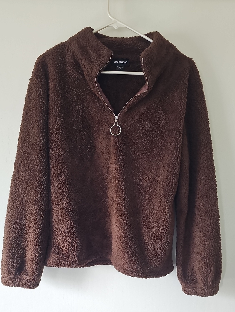 Joe Boxer Dark Brown Fuzzy Sherpa Quarter-Zip Pullover
